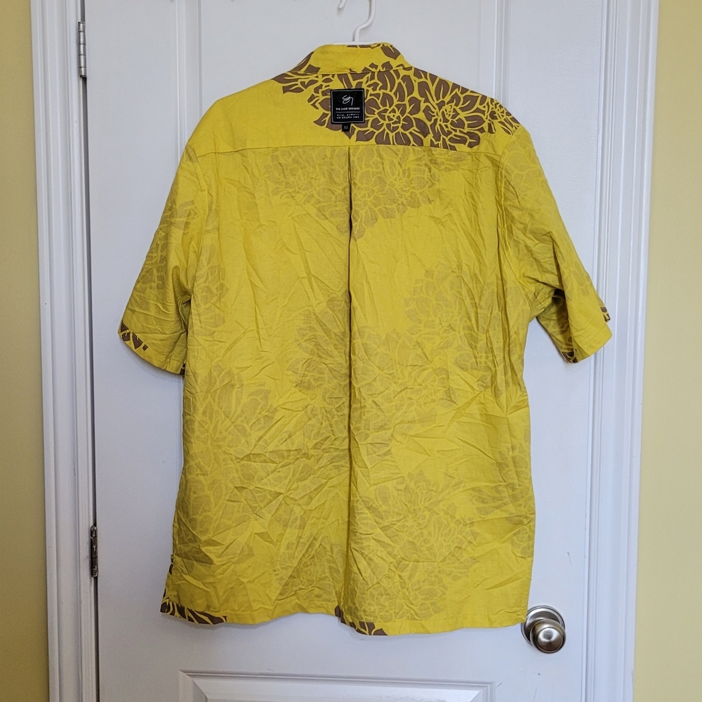 Sig Zane Hawaiian shirt genuine made in Hawaii yellow brown flowers resortwear - Picture 4 of 10